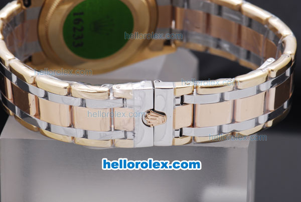 Rolex Day-Date Automatic Two Tone with Rose Gold Bezel and White Dial-Diamond Mark - Click Image to Close
